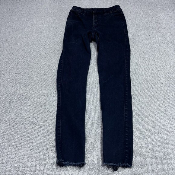 Old Navy Jeans Extra High Rise Rockstar Super Skinny Black Pockets Size 0 - Picture 1 of 12